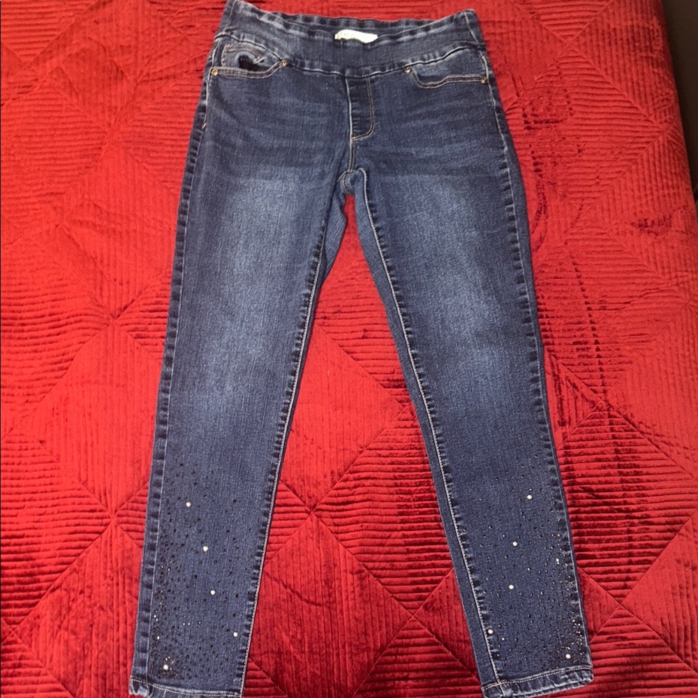 Cleo Dark Blue Skinny Jeans with Sparkle Details